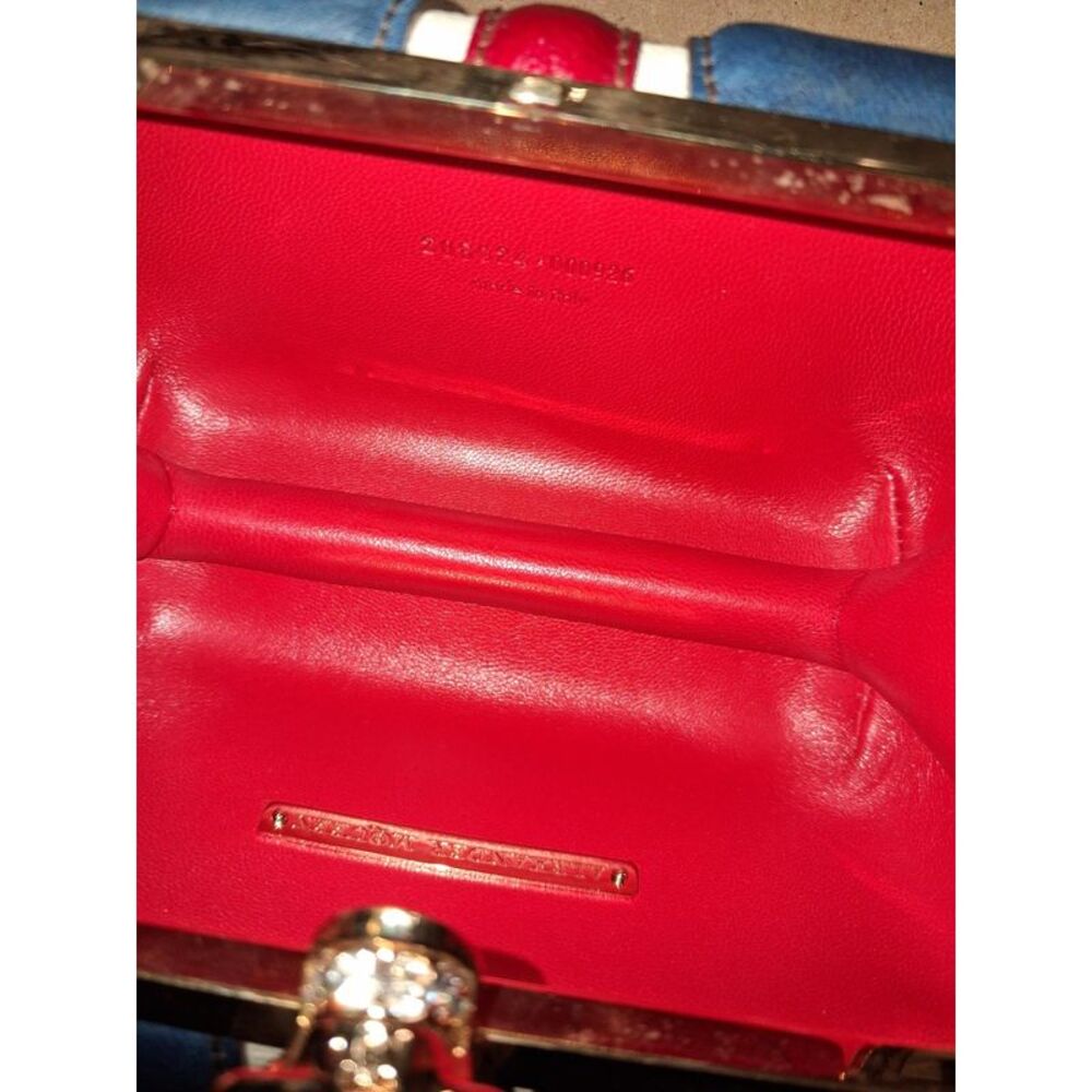 Alexander McQueen Britannia Skull Box Clutch Bag in Blue and Red Patent Leather